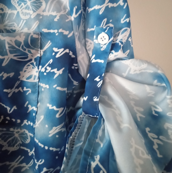 ⛅☁️ Blue Skies Women's Blouse | Size L | Blue and White Cloud Pattern ☁️ - Picture 4 of 8